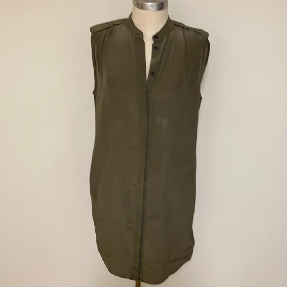 All Saints Olive Green Button Down Dress 8